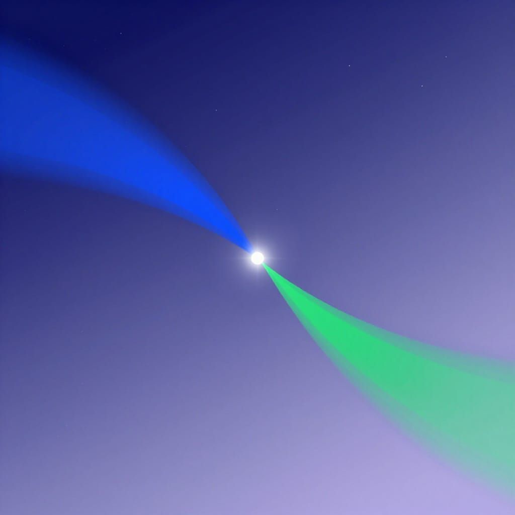 Blue and Green Curves Converge on Luminous Point