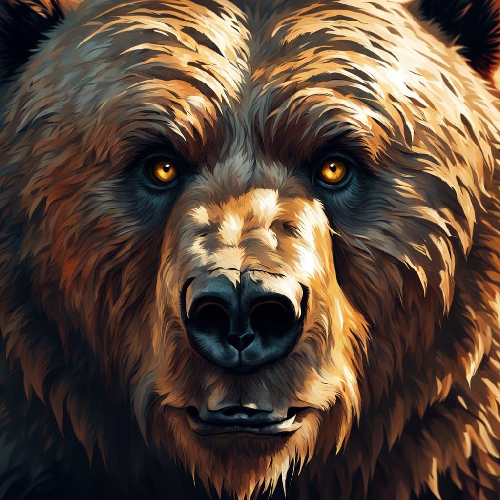 Fierce Hyper-Realistic Portrait of Human and Grizzly Hybrid