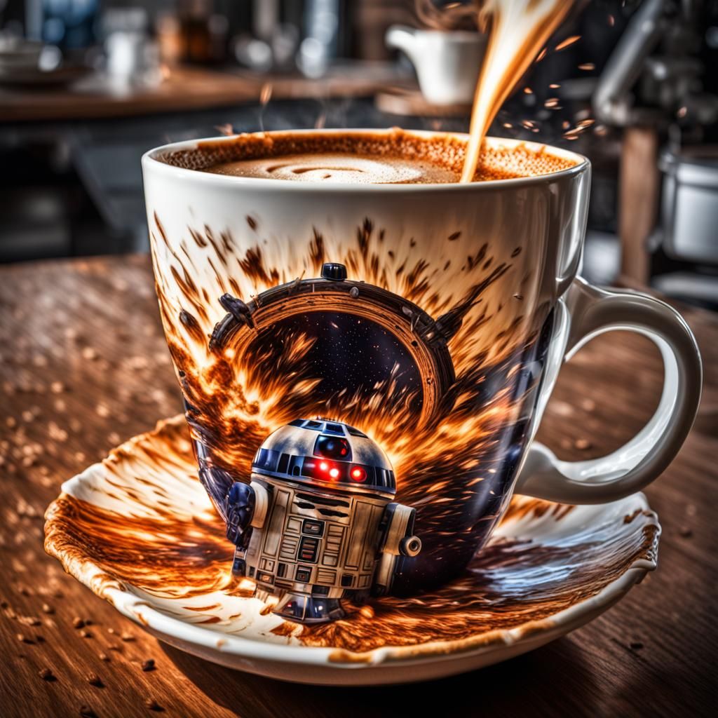 Exploding Star Wars Coffee Cup in Hyperrealism