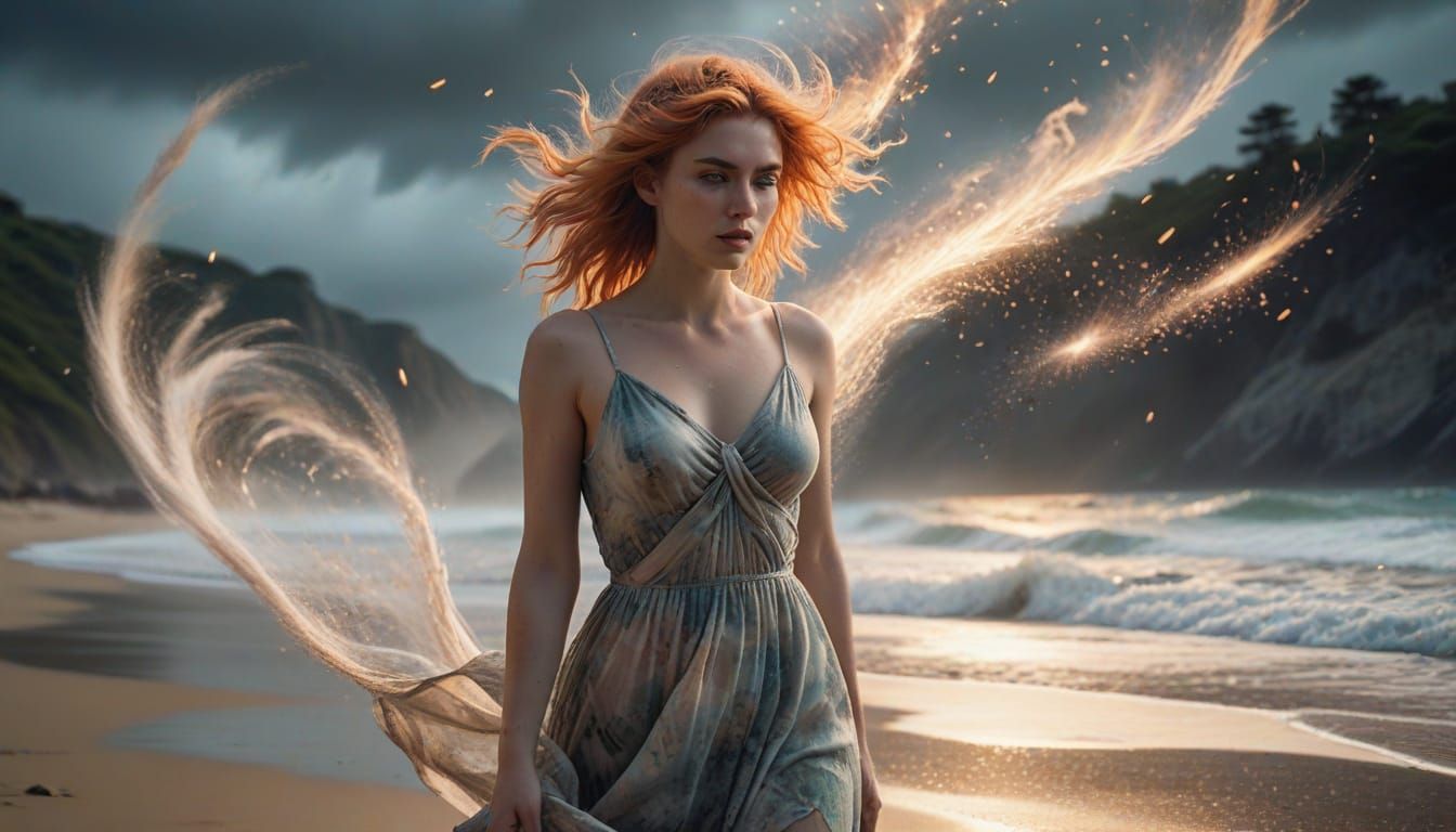 Liquid Starry Night Sky spills onto Beach