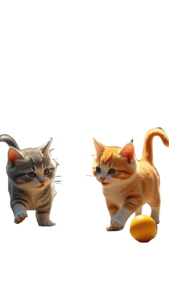 Kitties in Whimsical Street Play Scene