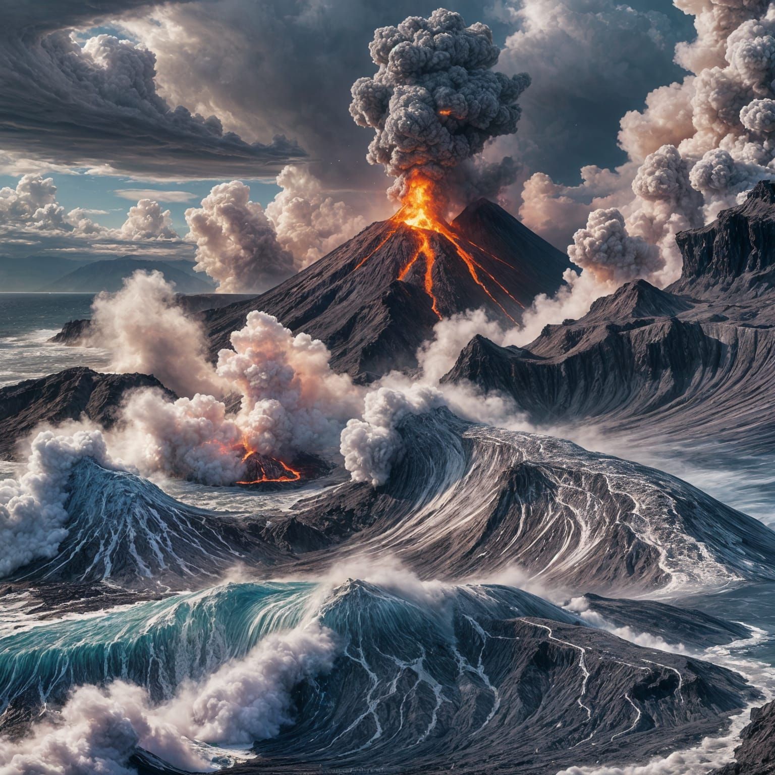 Volcanic Island Birth: Fantasy Concept Art