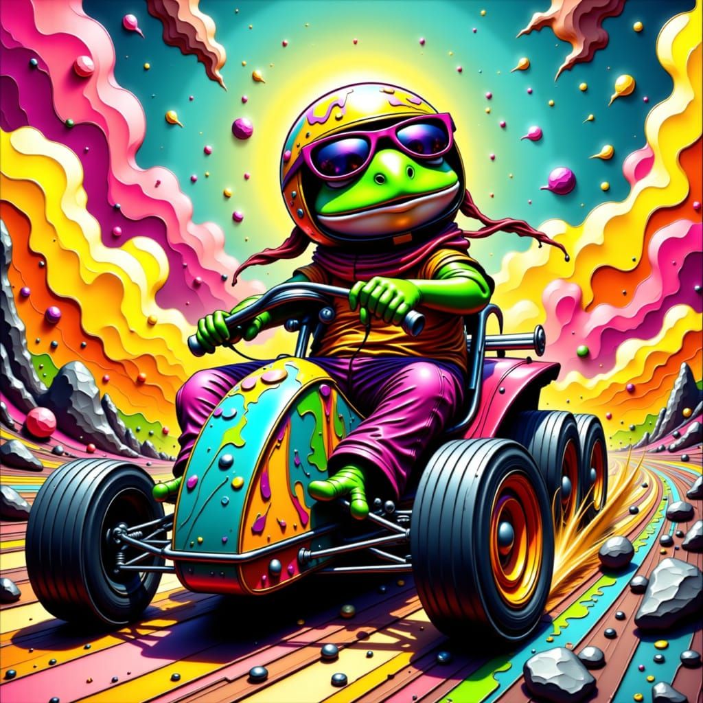 Crazy Frog Races Through a Pop Art Dreamscape