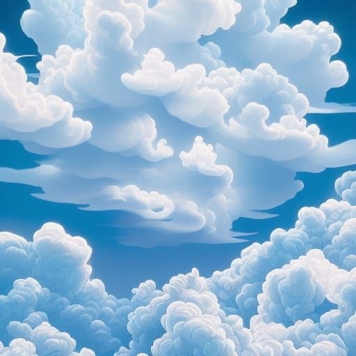 Monochromatic Clouds in Fluid Gouache Style