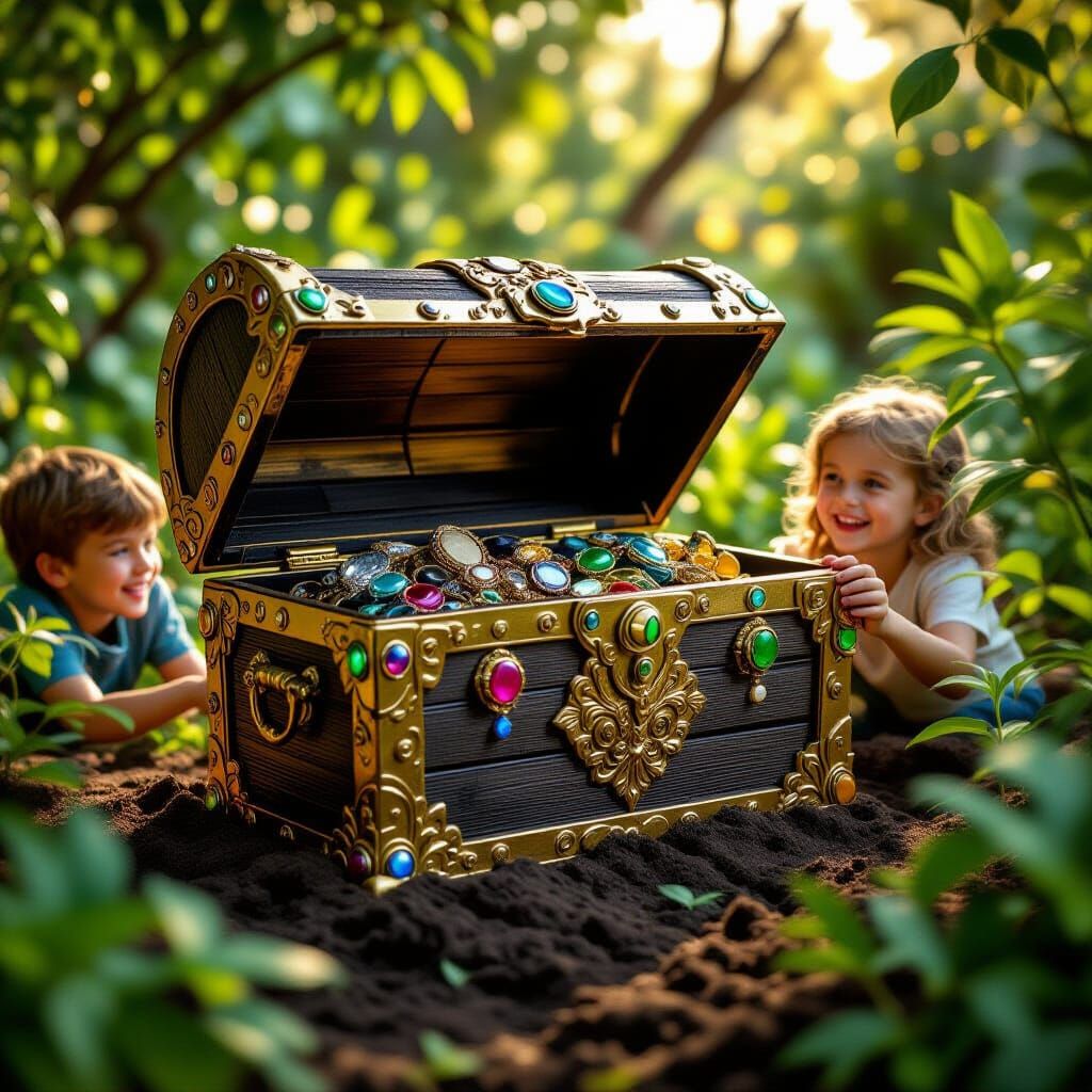 Treasure Chest Discovered in Lush Garden