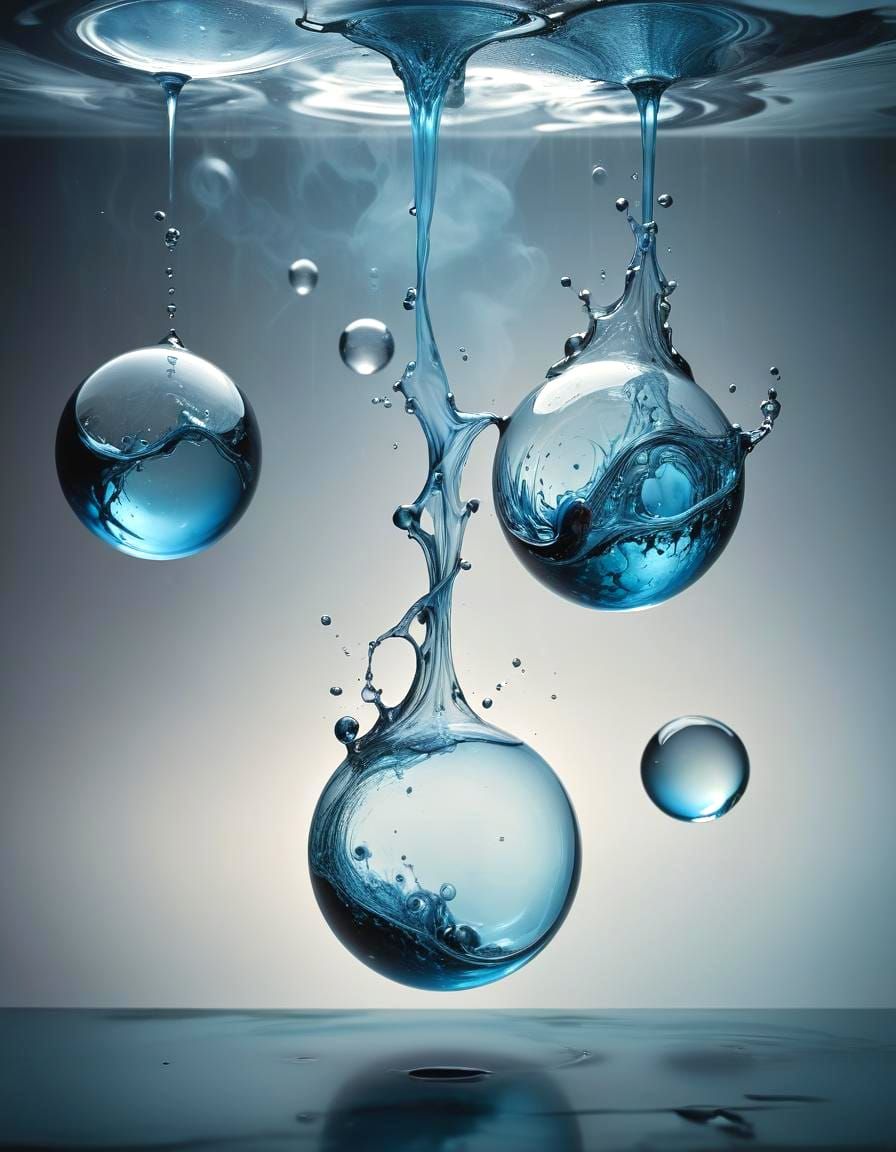 Smokey Spheres Trapped in Blue Water