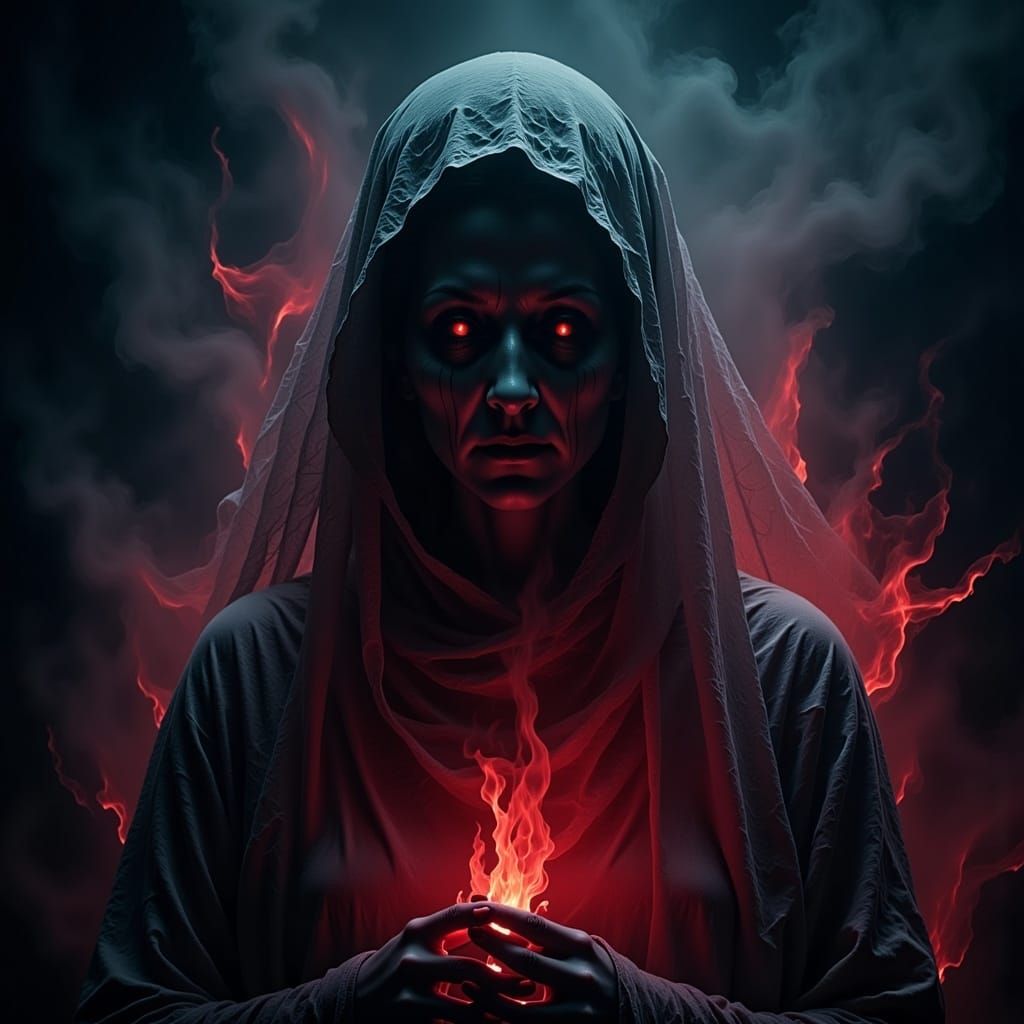 <lora:SpecterFLUX:1.0> Portrait of the ghost of a Salem Witc...