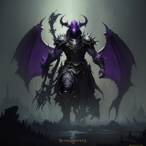 Detailed Dark Fantasy Demons in Purple and Yellow