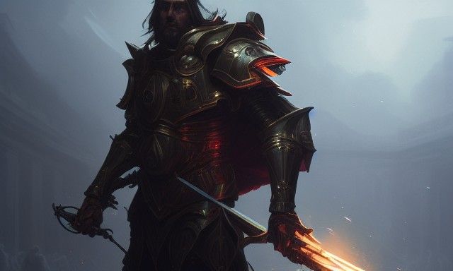 Robotic Renaissance Paladin in Dark Fantasy Style