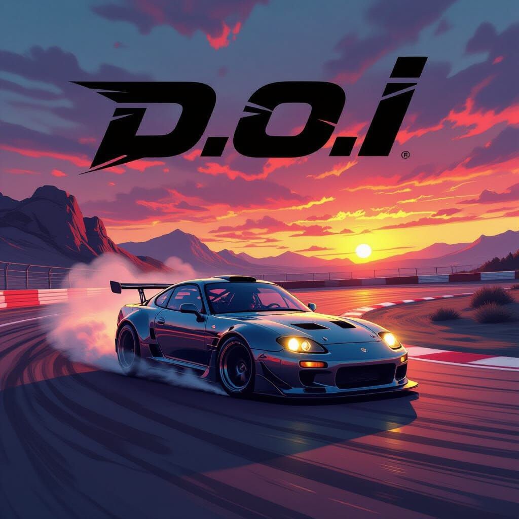 Car Drifting Game Cover with Sci-Fi Elements