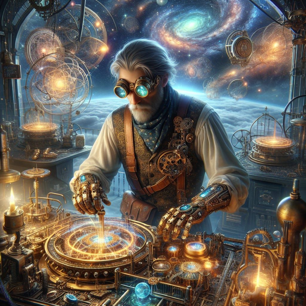 Steampunk Sky Mechanic: Cosmic Inventor Among the Stars