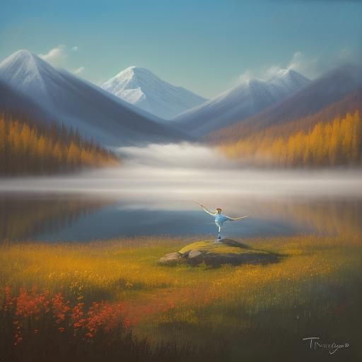 Dynamic Yoga Pose in Oil Painting Style