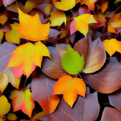 Autumn Leaves in Warm Colors: Sharp Focus Photo