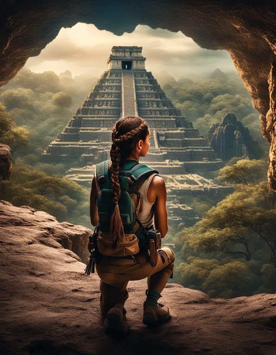 Emotional Scene of Woman Honoring Father in Mayan Cave