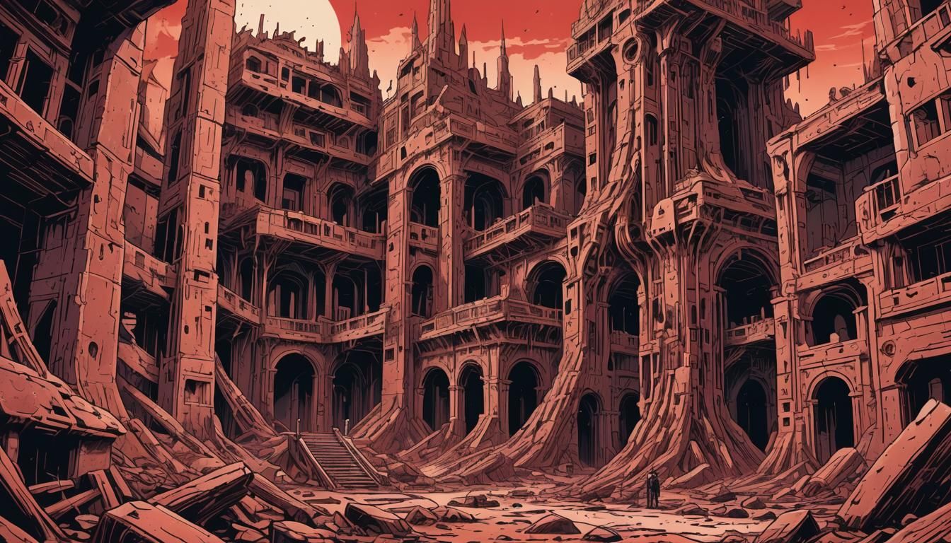Cydonia Mars Ruins in Polish Comic Style