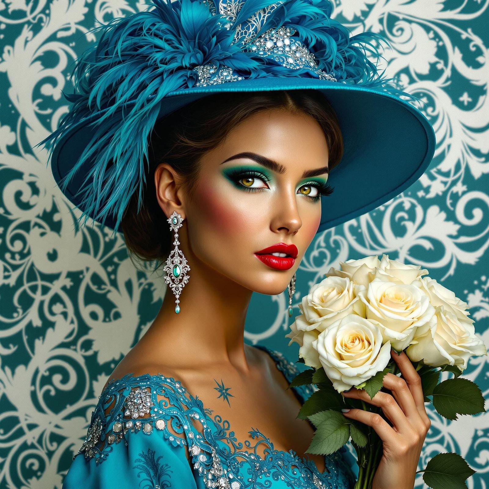 Elegant Portrait in Opulent Art Nouveau Style