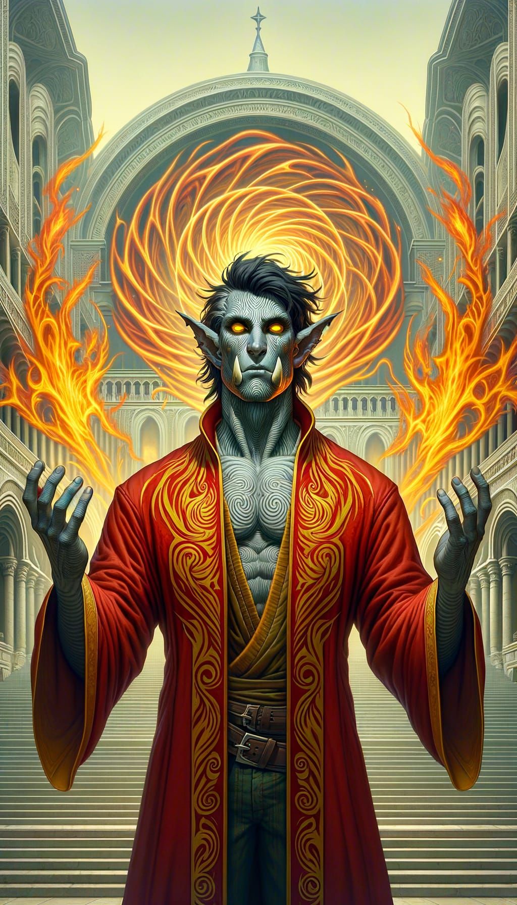 Pulp Fantasy Warlock Master of Geometric Flames