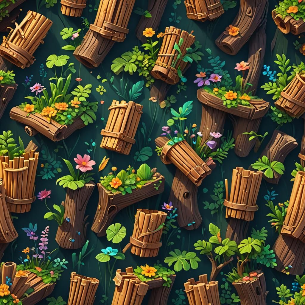 Cartoon Wood Panflute in Detailed Matte Painting Style