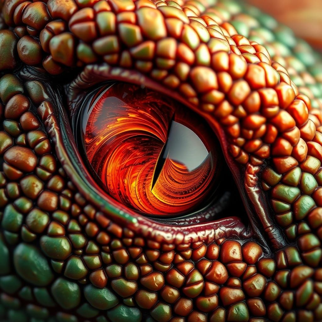 Macro Dragon Eye with Fiery Colors