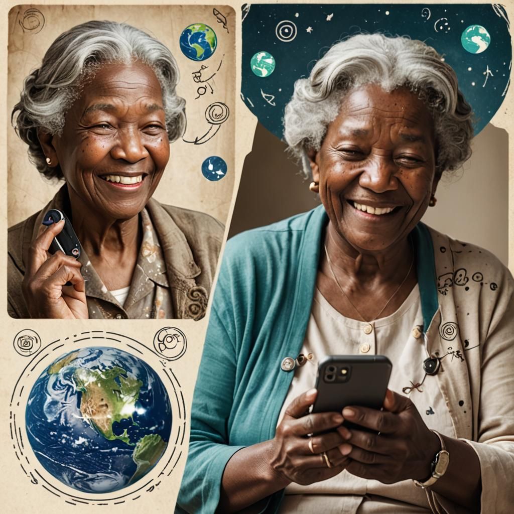 Pregnant Woman and Grandmother Connected by Internet