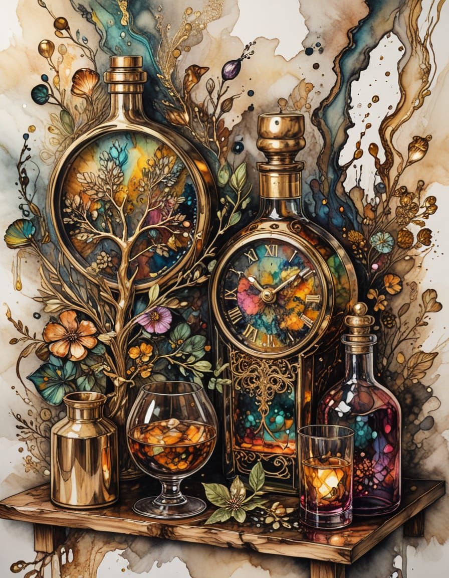 Vibrant Metallic Artwork in Maximalist Style