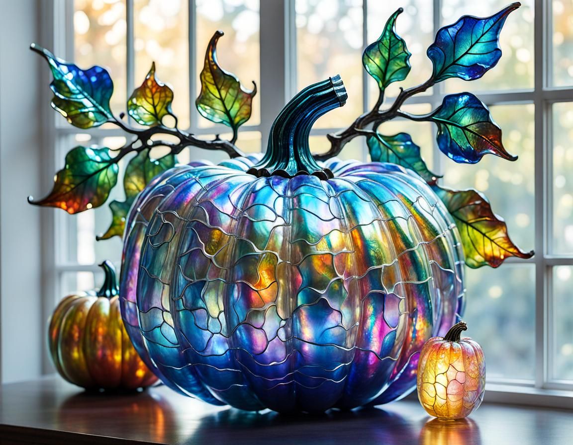 Iridescent Glass Pumpkin: A Chihuly-esque Masterpiece