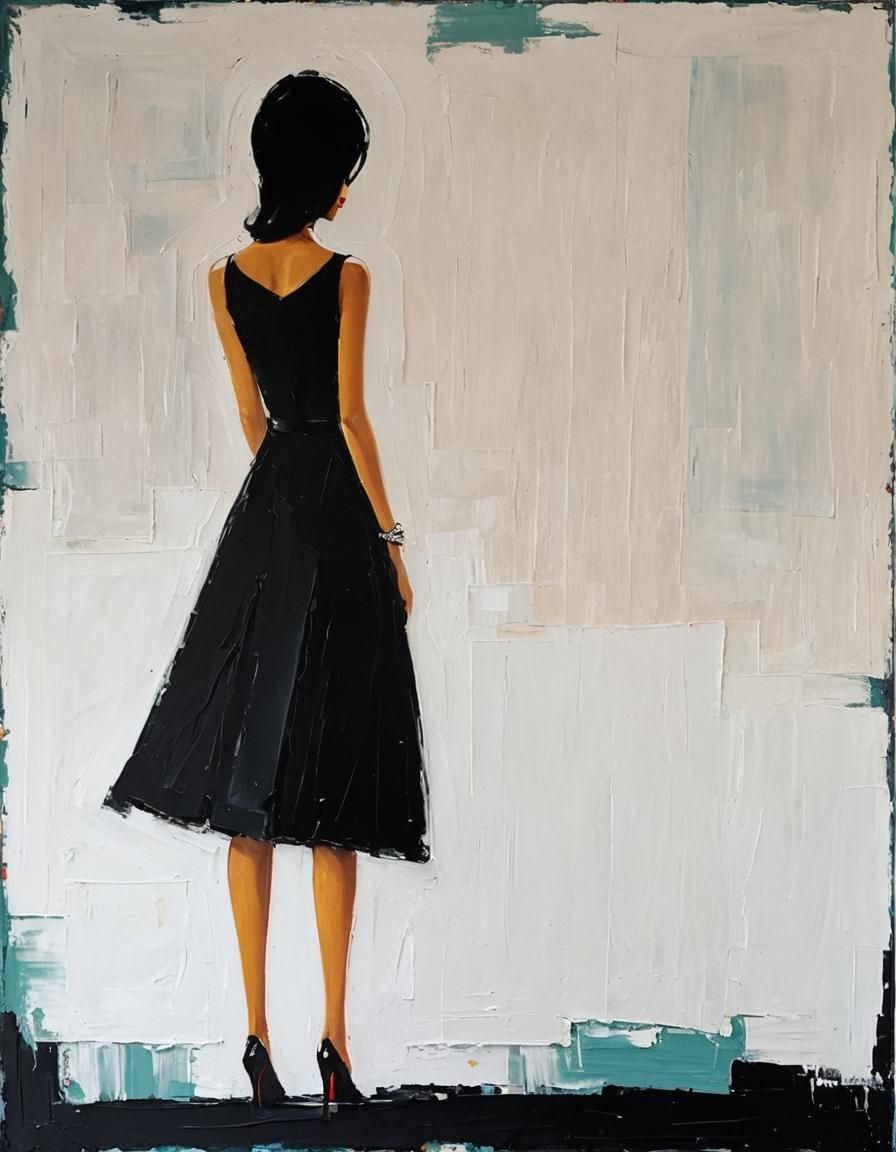 80's Fashion Woman in Abstract Impasto Painting