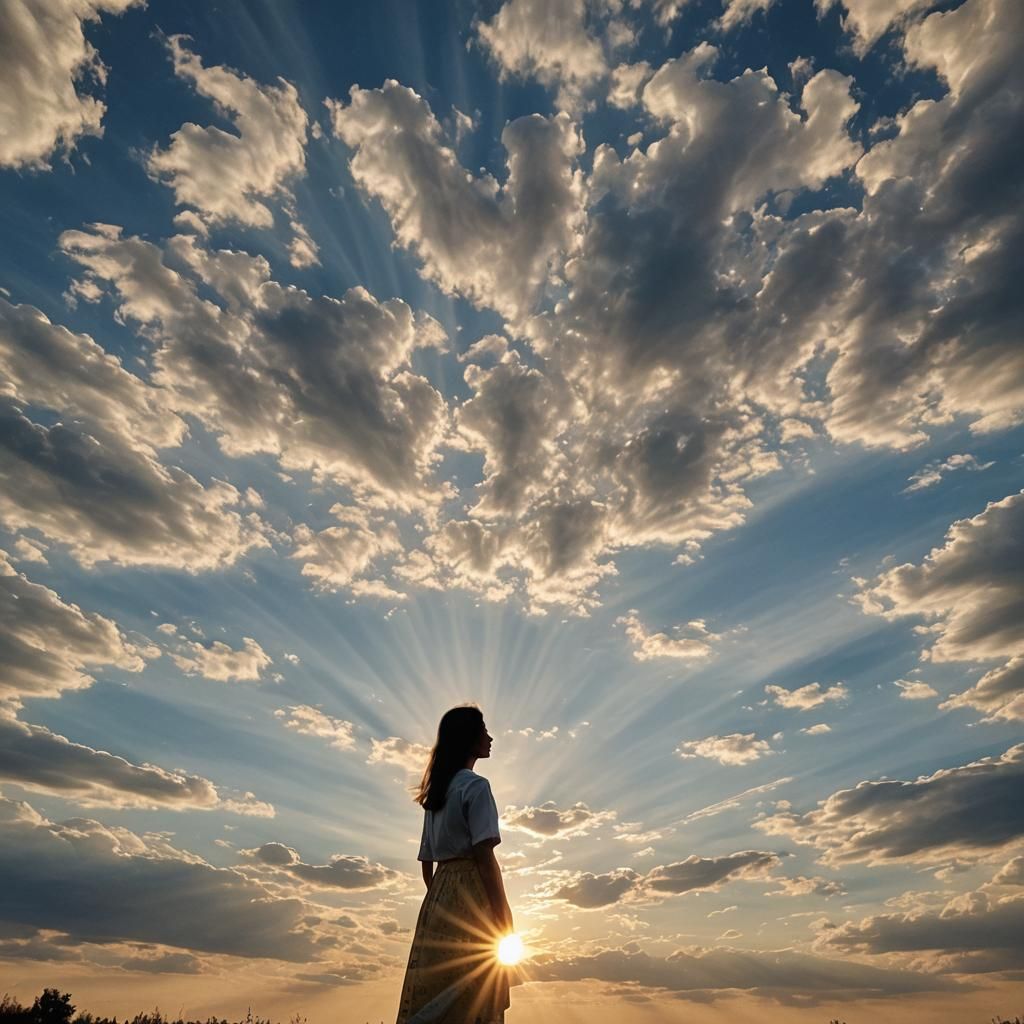 Radiant Woman in Divine Sunlight