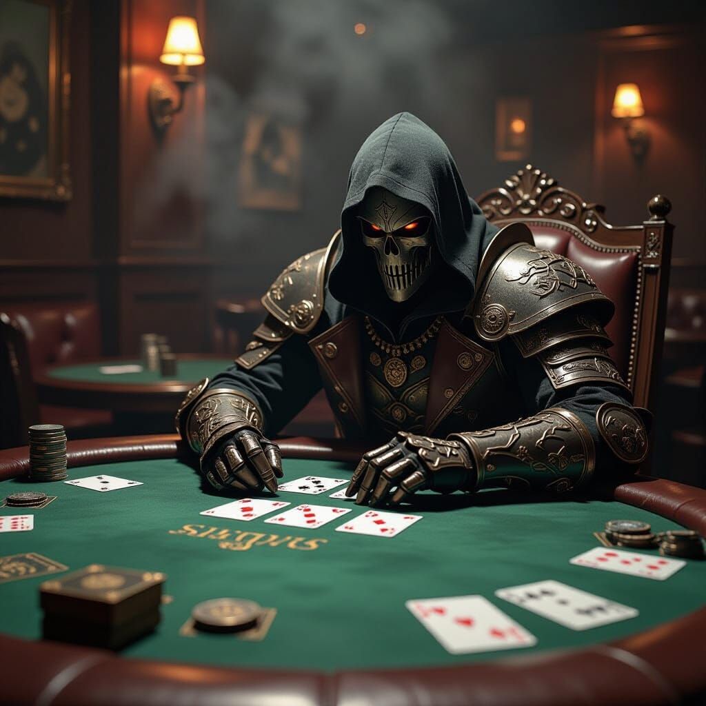 Noir Card Table in Smoky Speakeasy Back Room