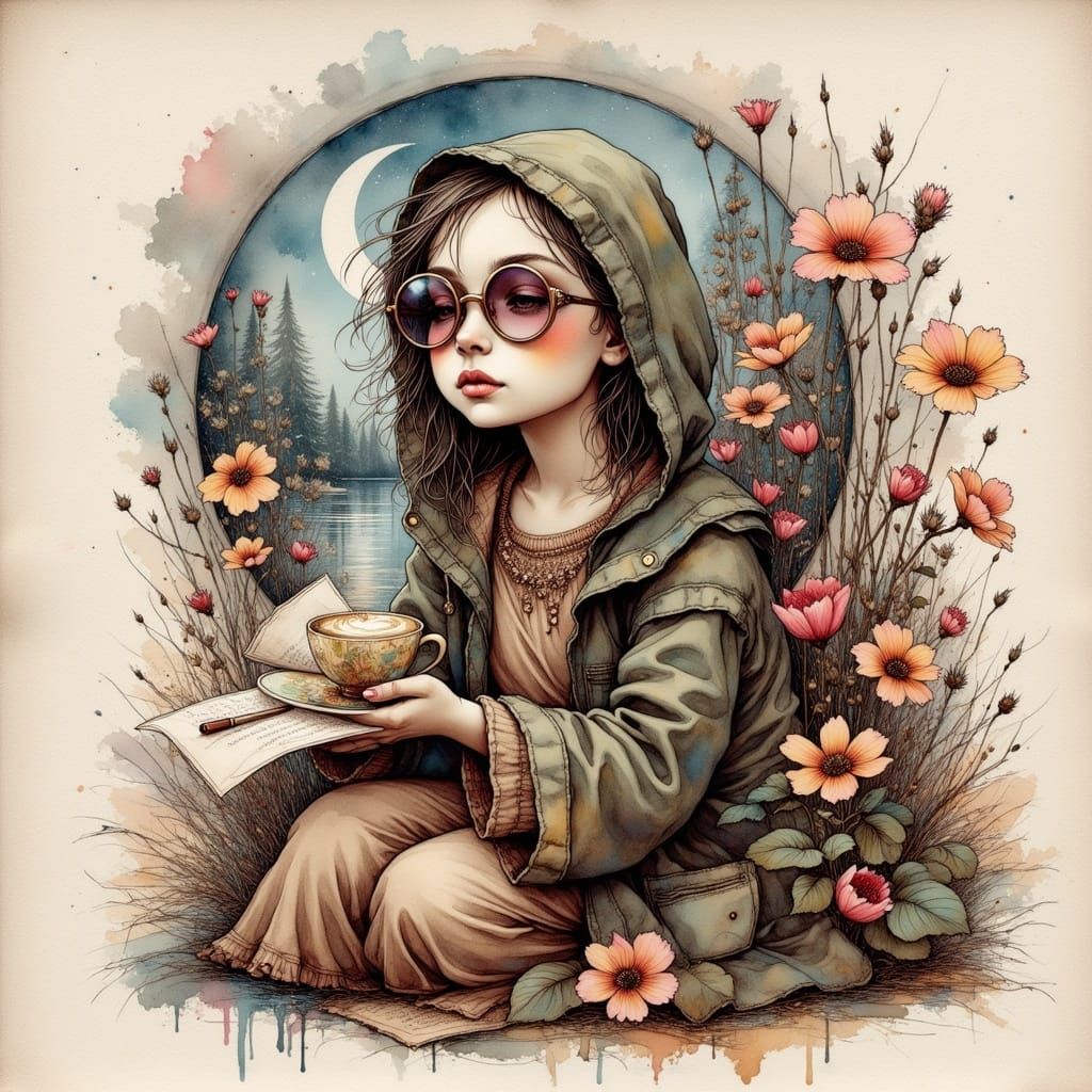 Ink Poet Art in Neon Hues