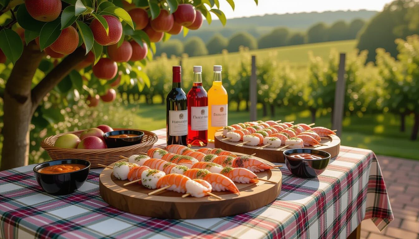 Grilled Seafood Platters in Cozy Countryside Setting