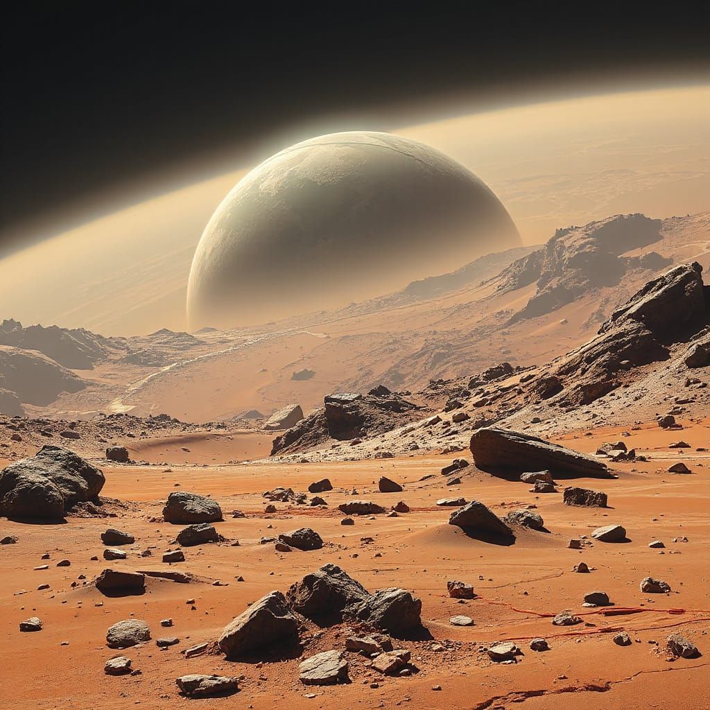 Mars Planet in Futuristic Digital Art Style