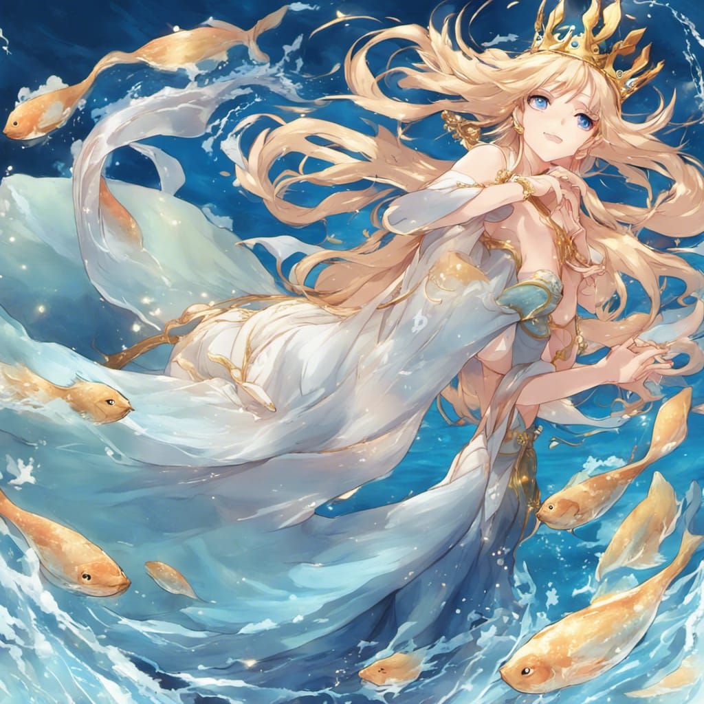 Enchanting Sea Goddess in Anime Style