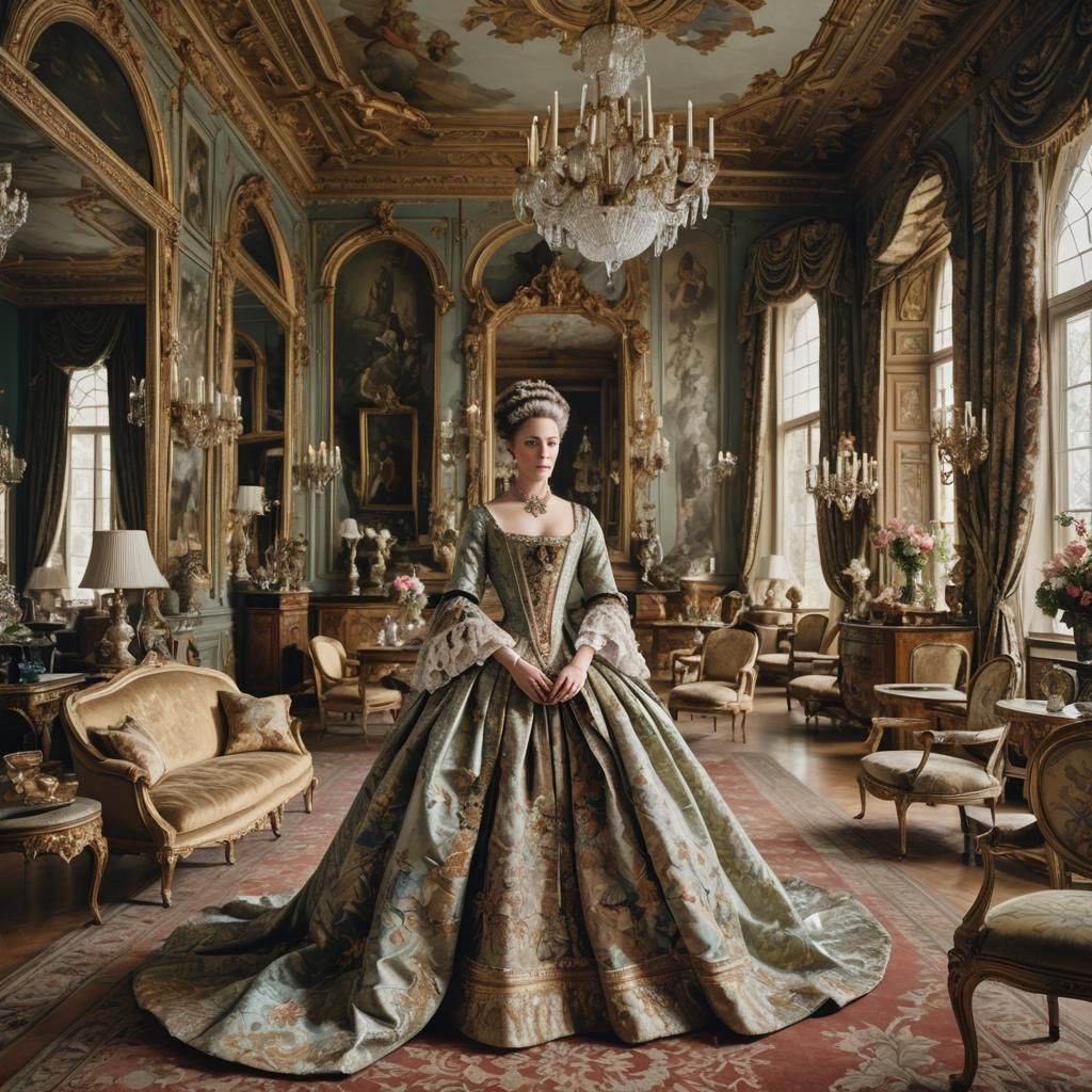 Elegant Woman in Rococo Salon Portrait