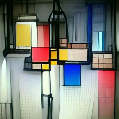 Colorful Geometric Stained Glass in Mondrian Style