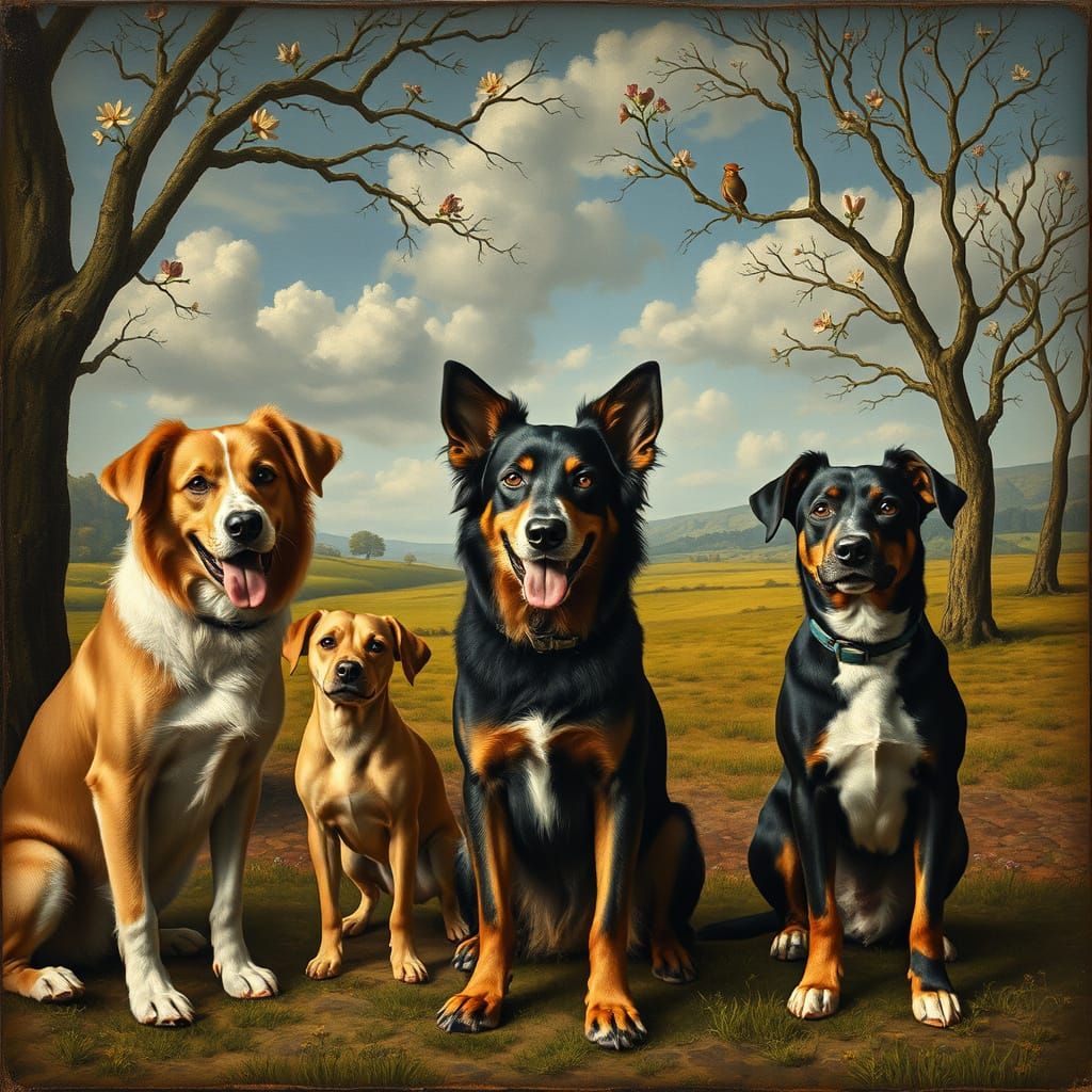 Dogs Through Generations in Surreal Belgian Landscapes