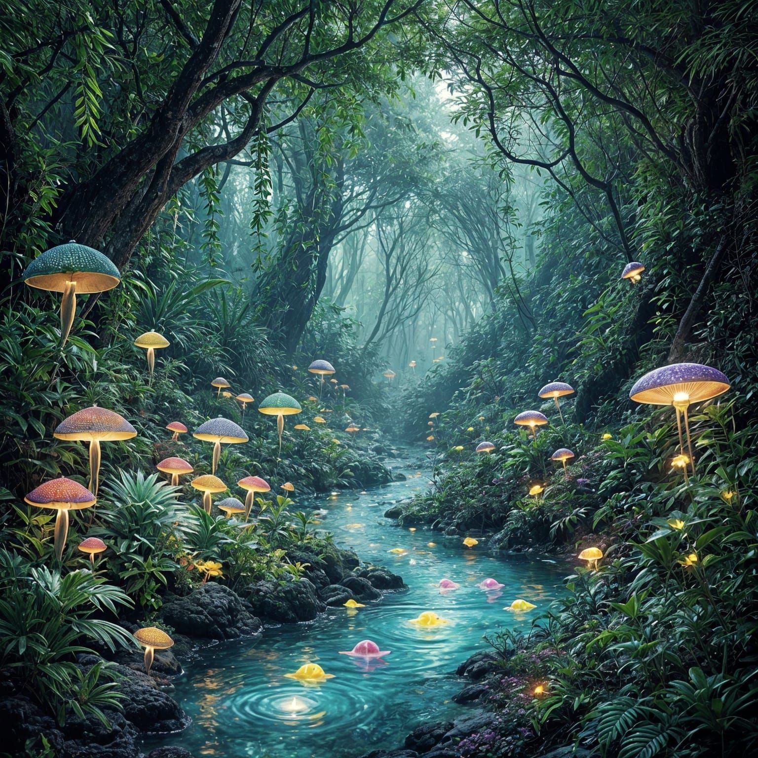 Glowing Pandora Forest at Night