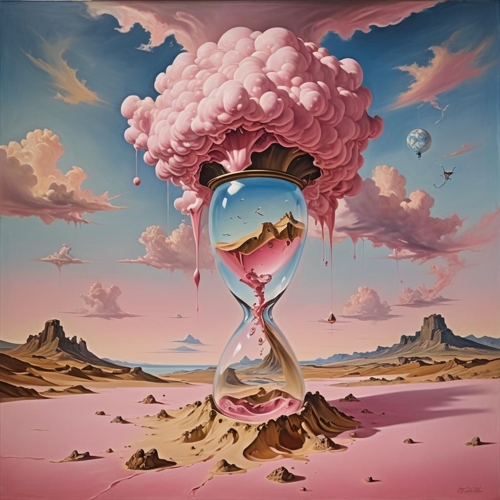 Surreal Hourglass with Melting Flesh, Dali Style