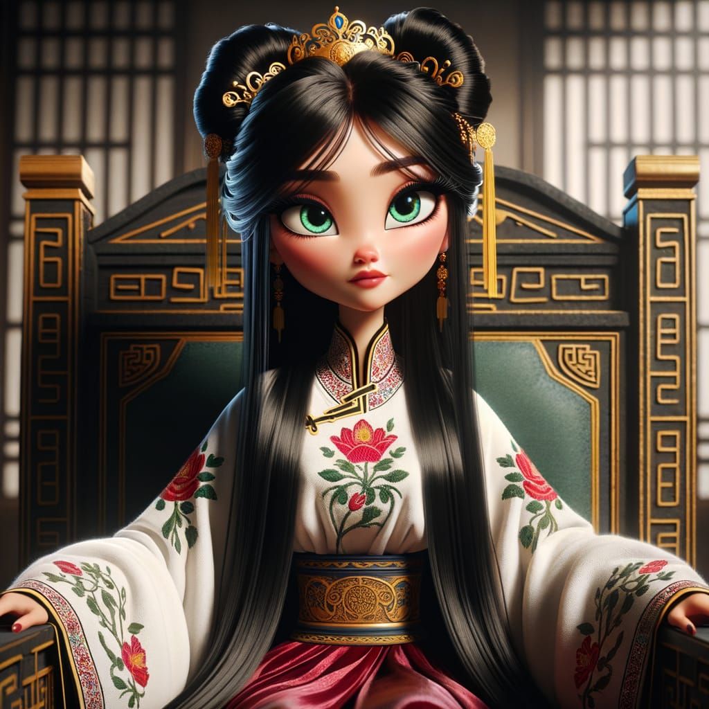 Chinese Empress in Whimsical Classical Animation Style