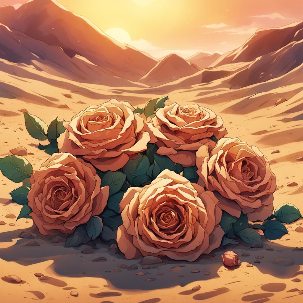 Colorful Sand Roses in Anime Style