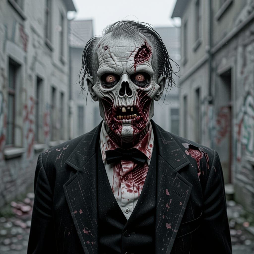 Horrifying Zombie Lion in Black Tailcoat