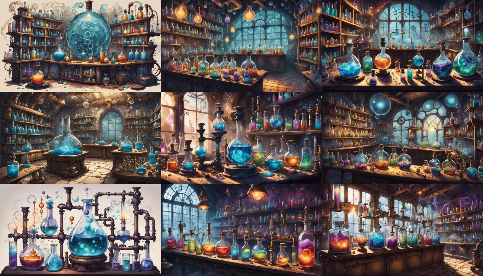 Mystical Alchemist Laboratory Distilling Dreams into Reality