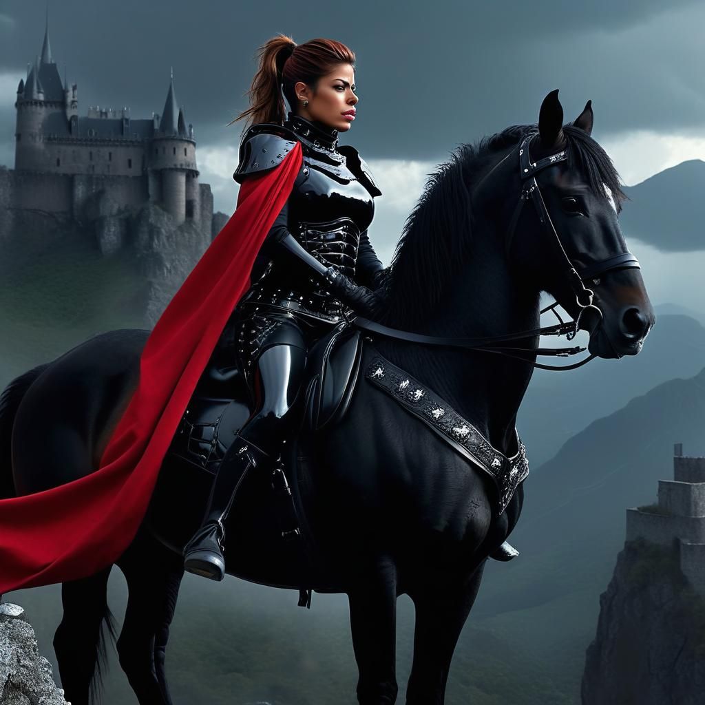 Mercenary on Stallion in Dark Fantasy Style