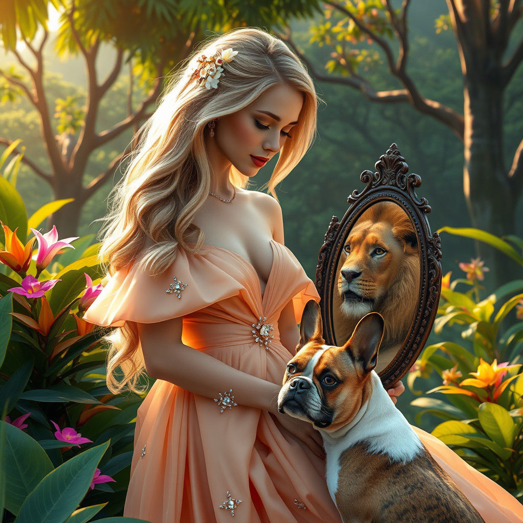 Bali Beauty with Lion Reflection, Digital Art