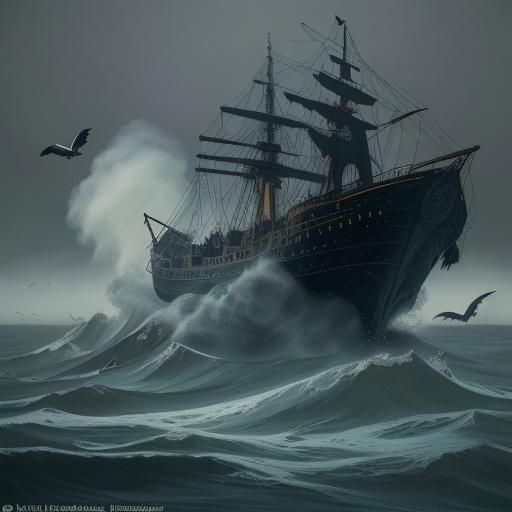 Goth Model and Dummy with Seagulls in Pollock Style