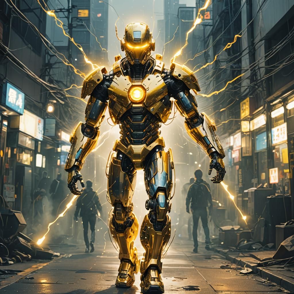 Walking Thunder Cyborg in Digital Illustration