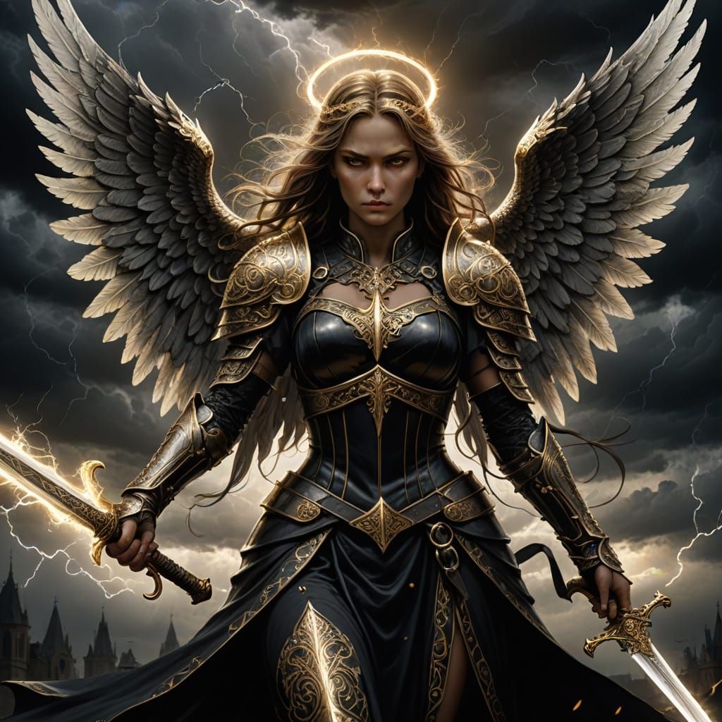 Angel of War in Gothic Elegance