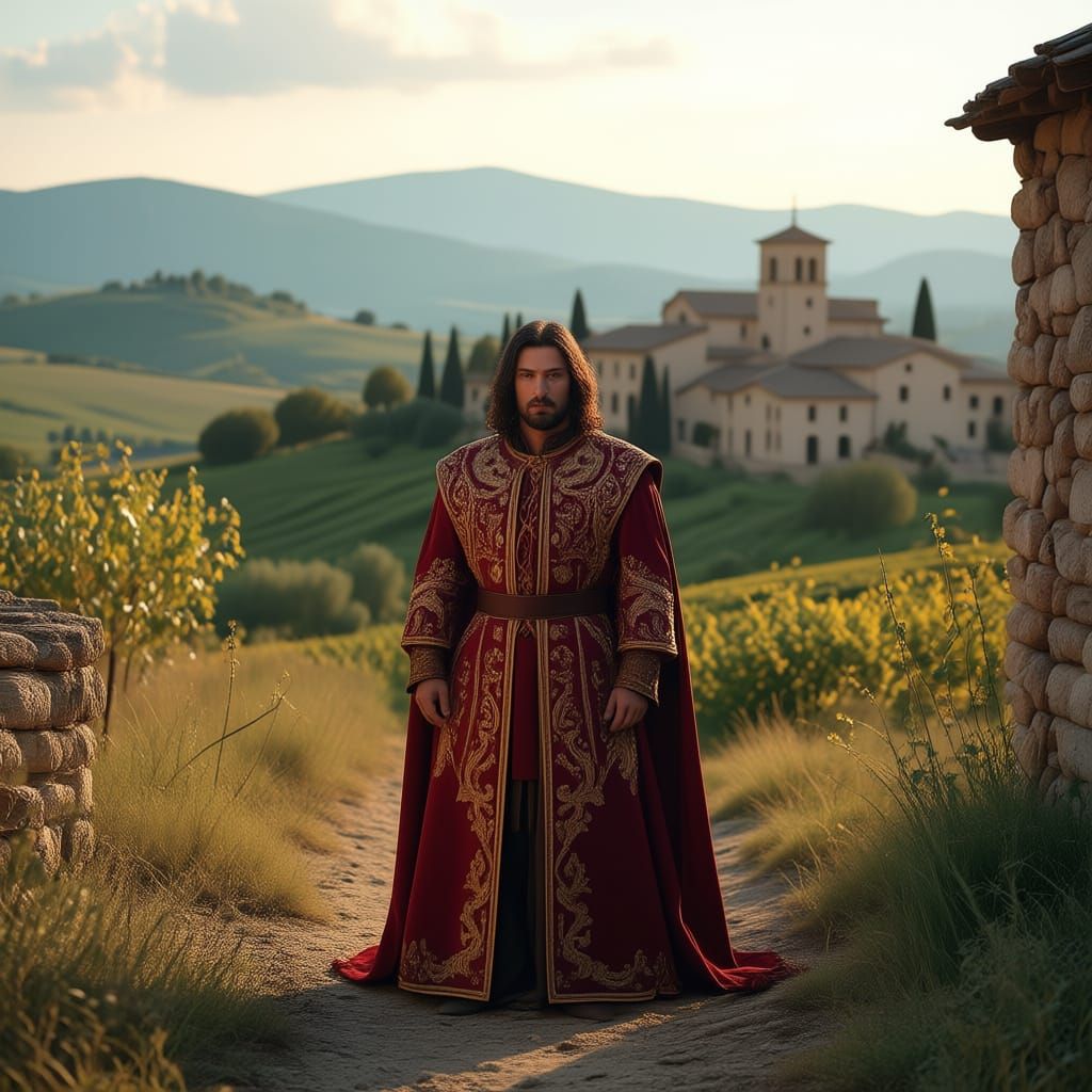 Conte Rainulfo in 12th Century Campanian Landscape