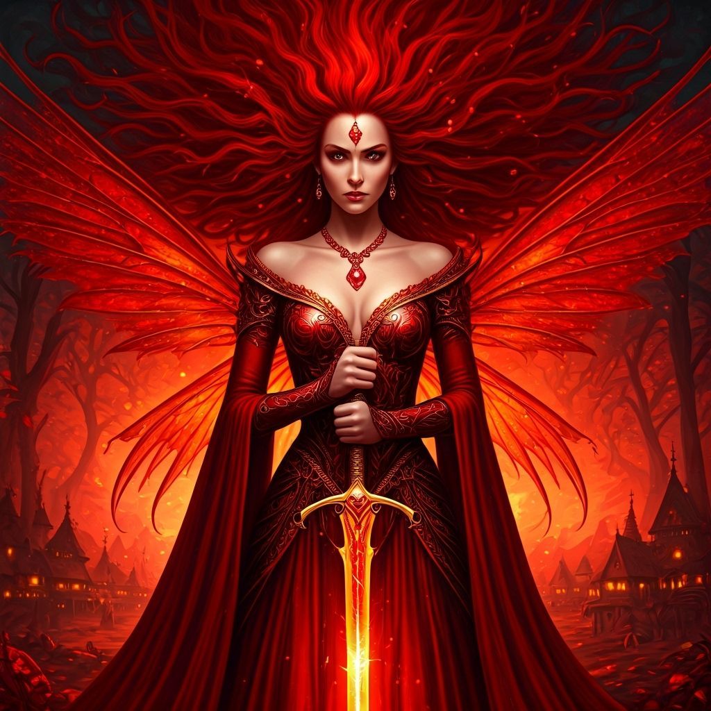 Fiery Ruby Queen in a Ruby Forest