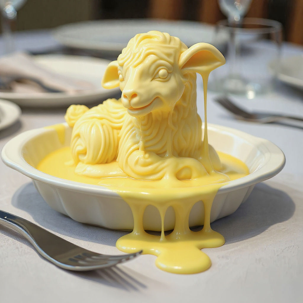Melting Butter Lamb Sculpture: Surreal Art